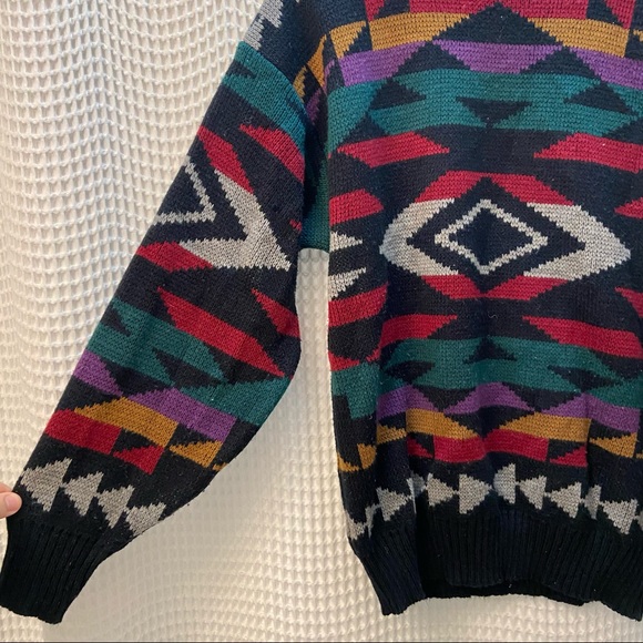 Vintage Michael Gerald Navajo Geometric Colorful Patterned Crewneck Sweater - Picture 5 of 11